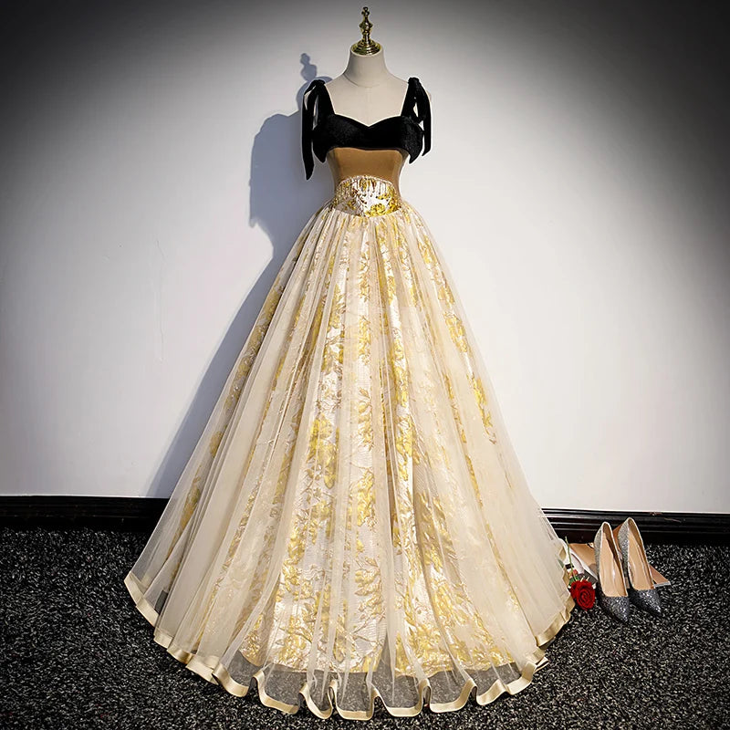 Elegant Black And Gold Evening Gown Dress on Luulla