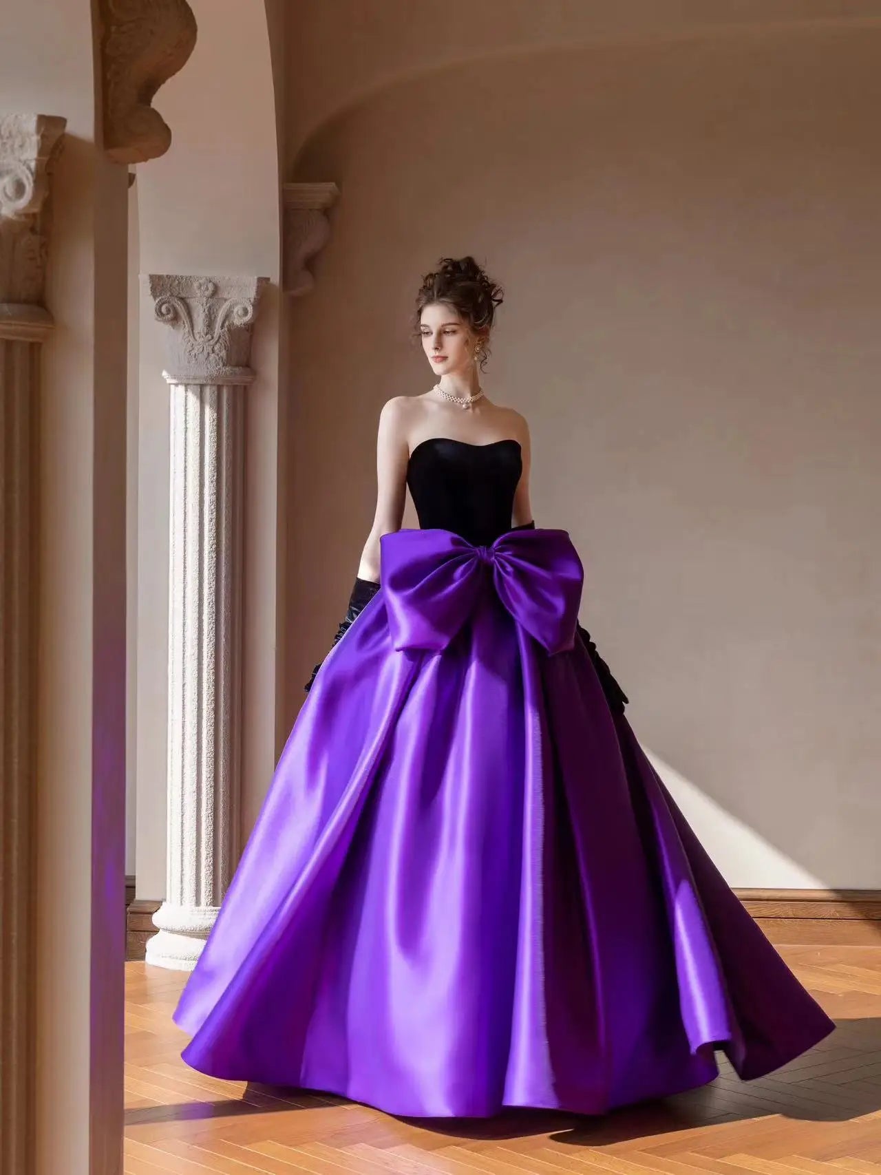 formal dress with big bow Luxury Designer Pink Mermaid Evening Dress with Big Bow LA73061 Pink / 2 main image 0