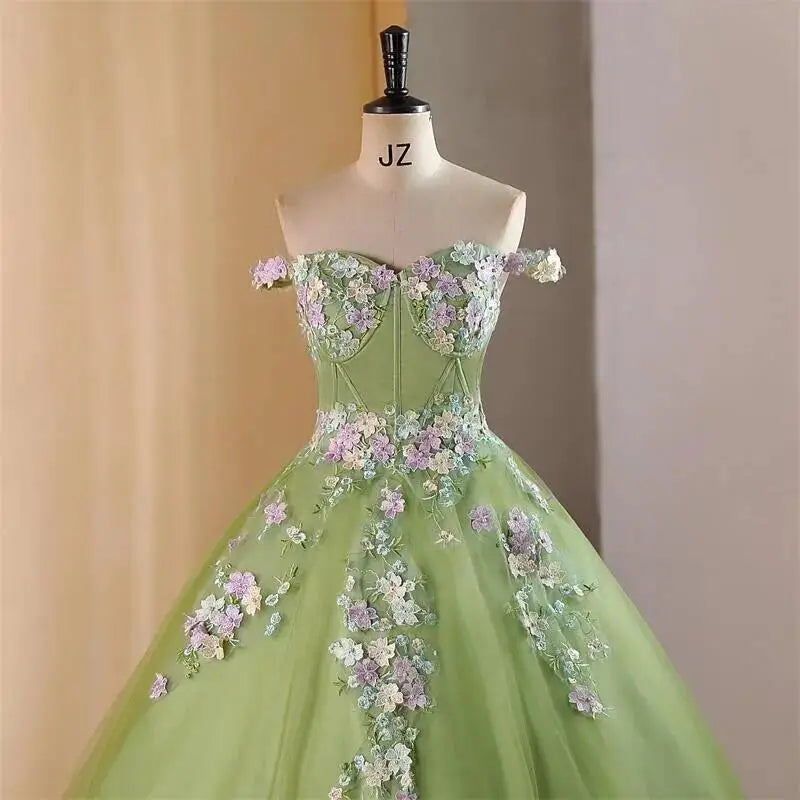 Green Off Shoulder Gown
