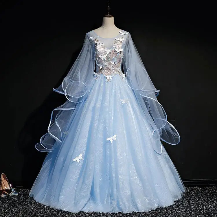 blue fairy wedding dress ACONITUM in Blue, an A-Line Ombrè Color Wedding Dress in Silk – Larimeloom