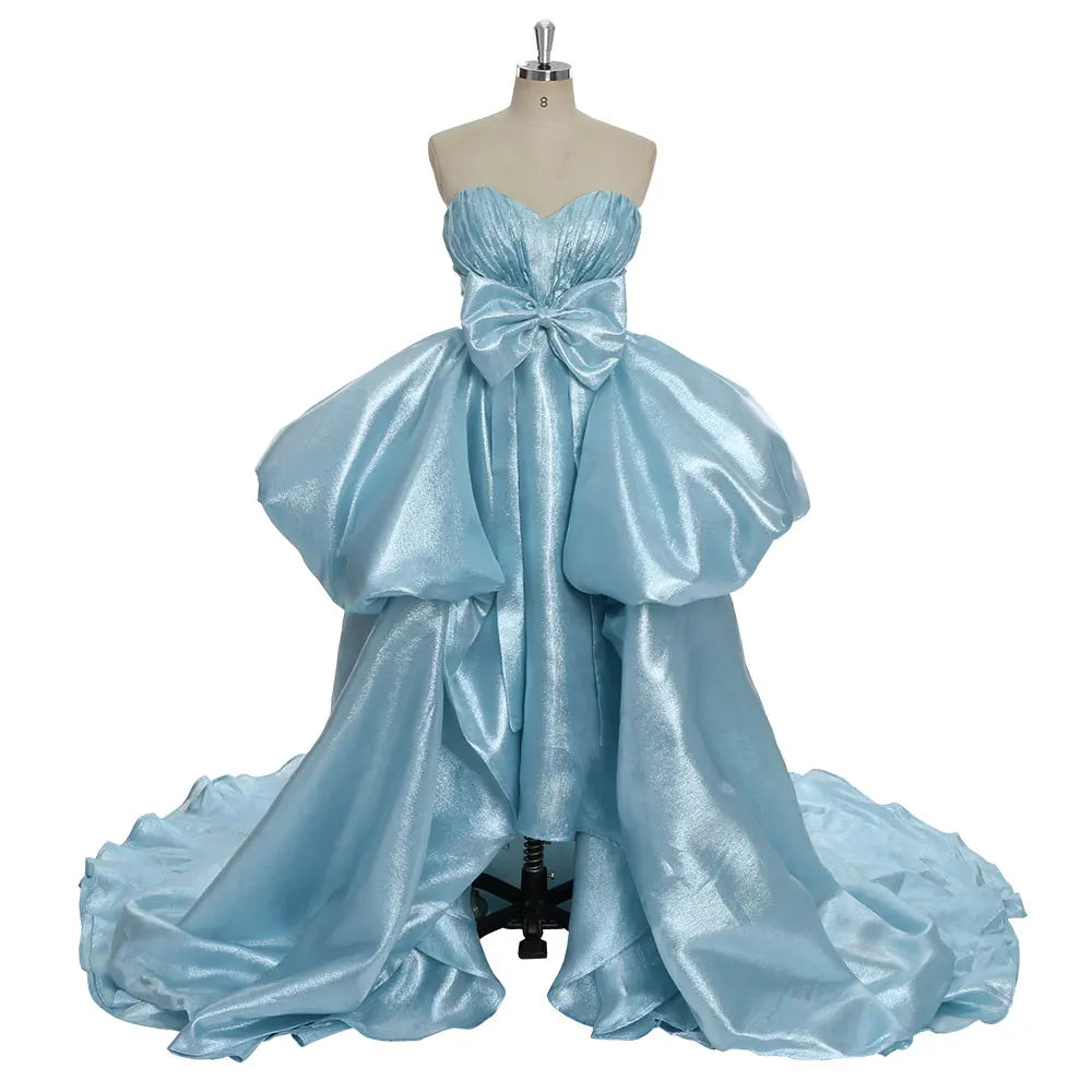 voluminous satin dress Off the shoulder satin wedding dress
