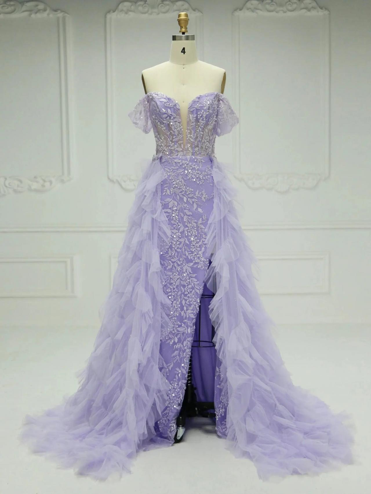 Ruffles and Lace Set in Lavender