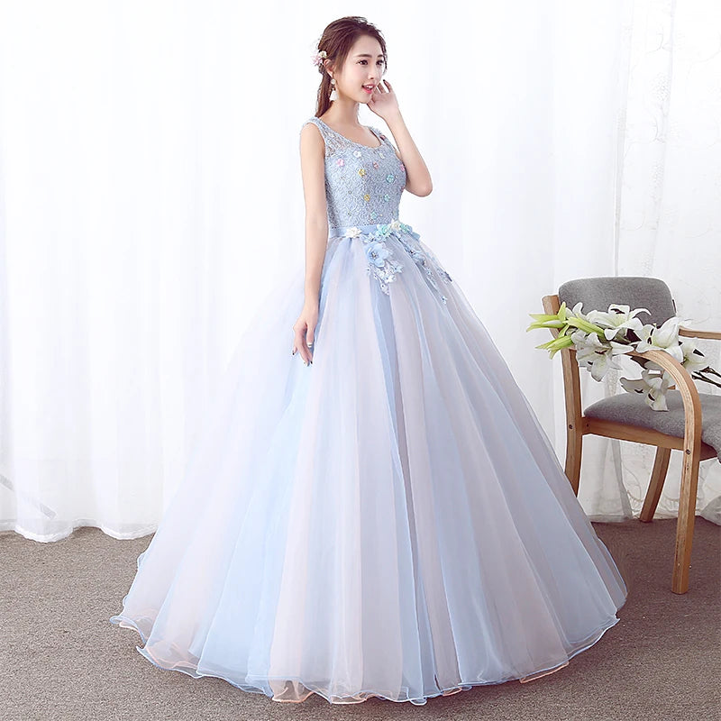 fairy quinceanera dresses V-Neck Embroidery Tulle Pastoral Prom Dress Sexy Ladies Beach Ball and  Floor Photo Shoot Dress – yewendress main image 1