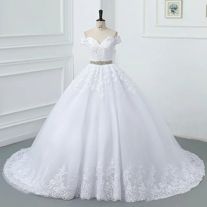 chinese dress ladies Plus Size Mermaid Crystal Lace Beads Sweetheart Long Train African Custom Made Ruffless Wedding Dresses main image 0