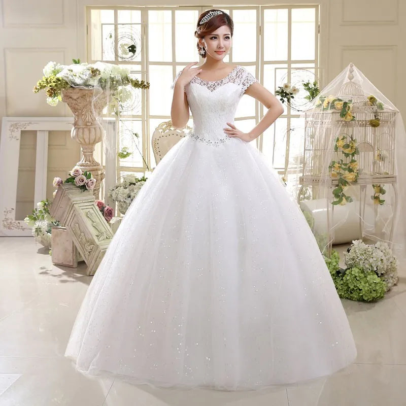 Lace Off-shoulder Princess Bridal Gown With Train on Luulla