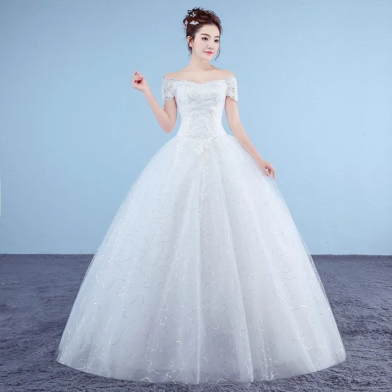 Off-shoulder Lace Bridal Gown With Train on Luulla