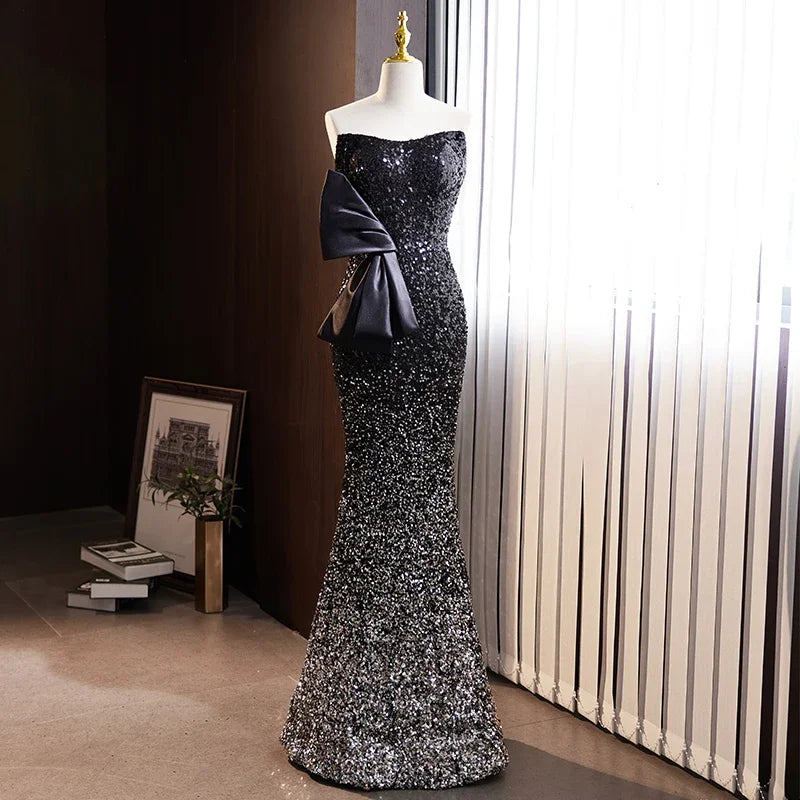 Stunning Black Sequin Off-shoulder Gown Dress on Luulla