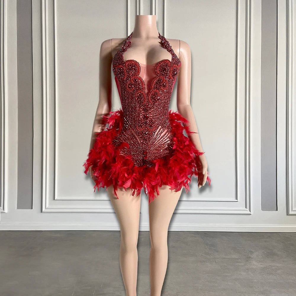 red rhinestone party dress Midnight Red Rhinestone Dress (Ready To Ship)  AMEKANA