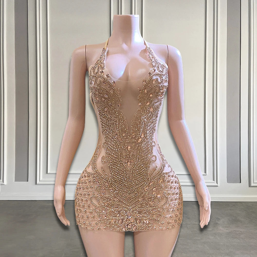 jesenia beaded mini dress brown Aiden Brown Lace Up Mini Dress main image 1