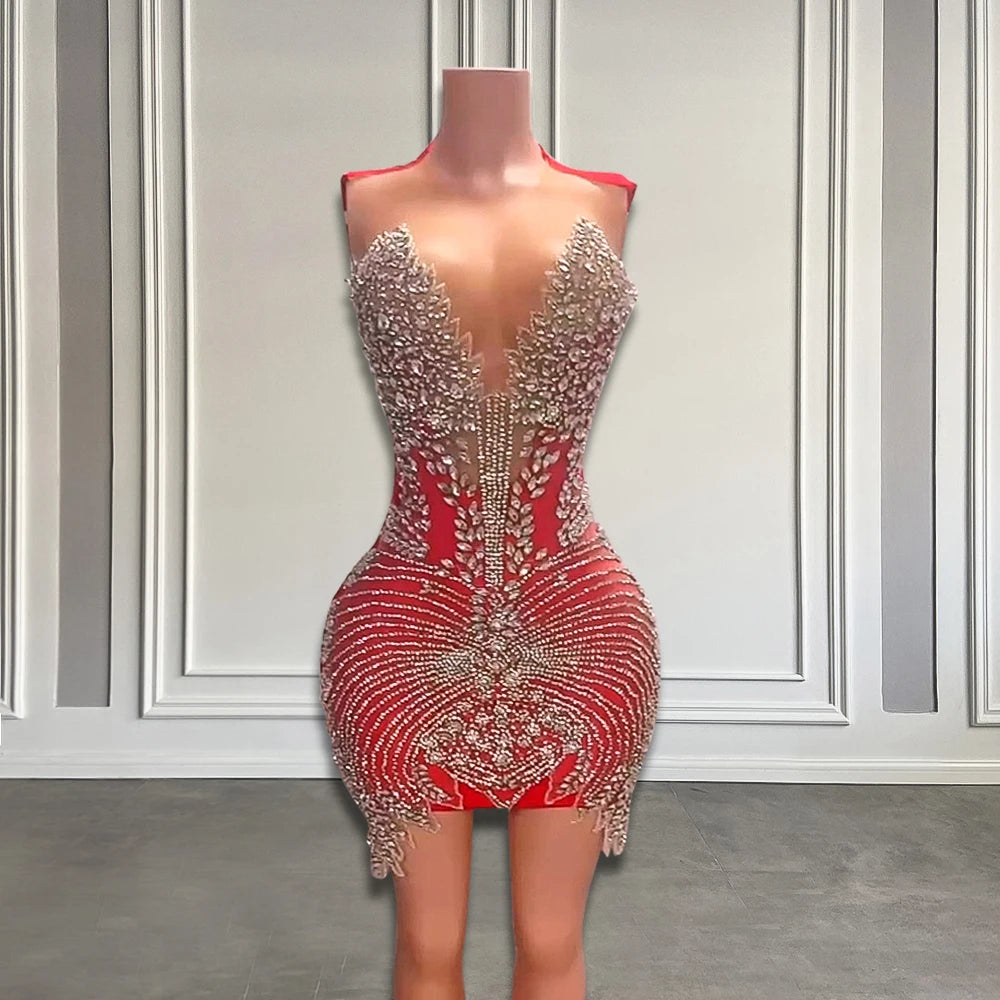 short tight red dress formal Cute V Neck Red Satin Short Prom Dress, V Neck Red Homecoming Dress, Short  Red Formal Graduation Evening Dress A1960 main image 0