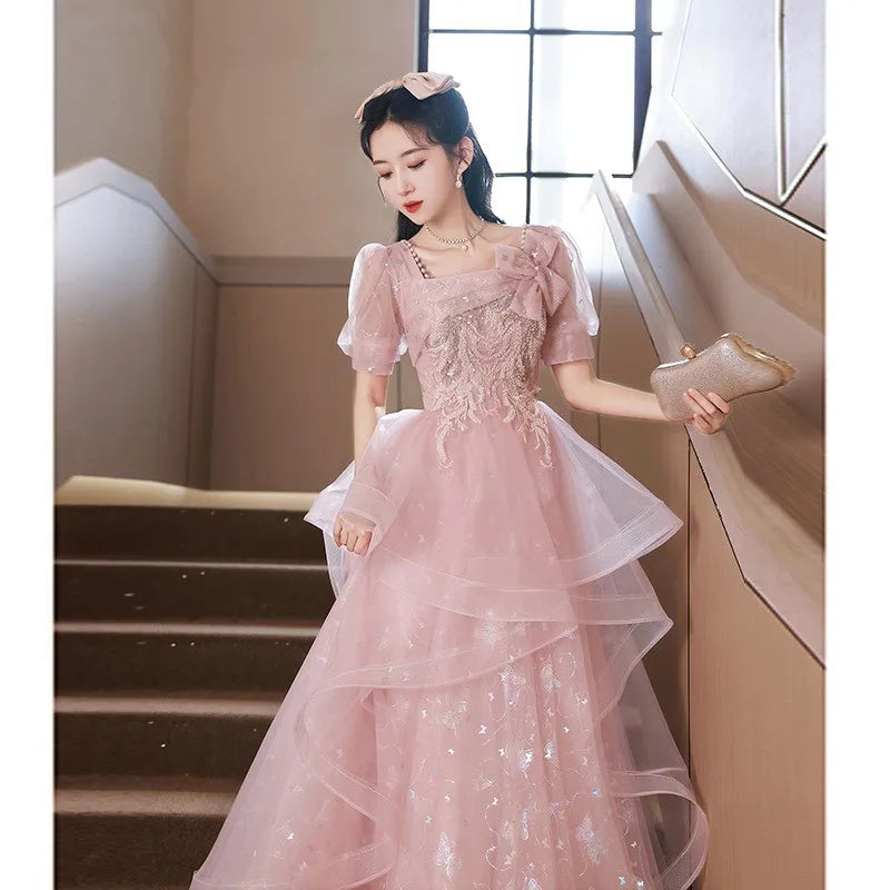 Stunning Pink Lace Layered Formal Gown Dress on Luulla