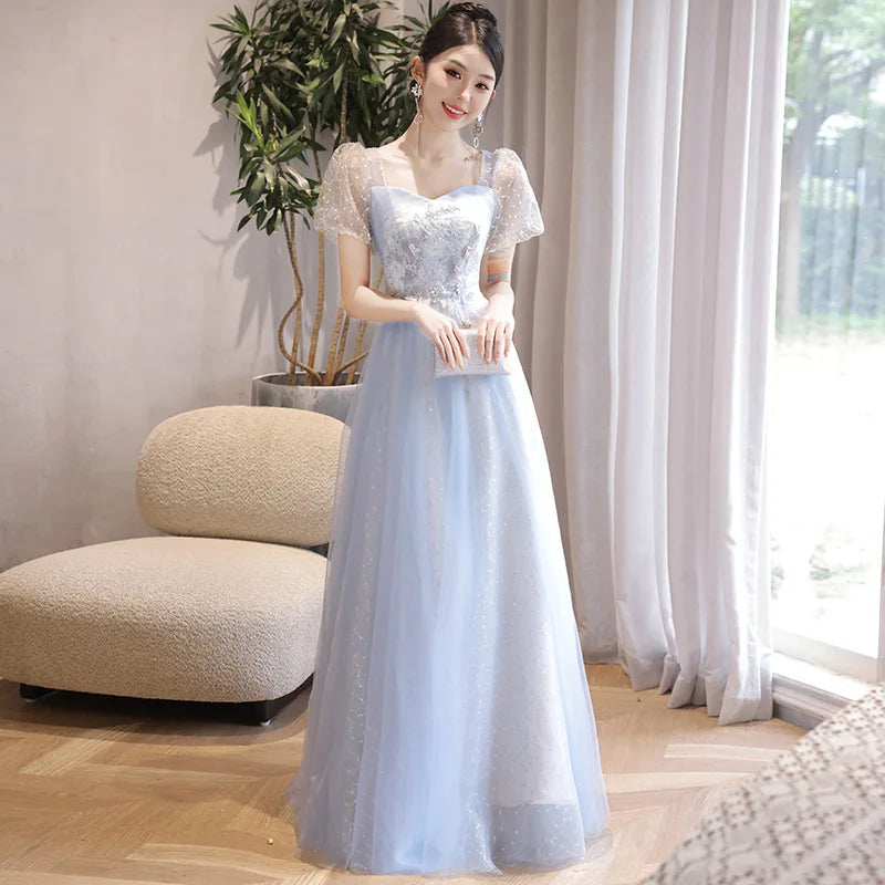 Lace Bodice Gown With Sheer Sleeves