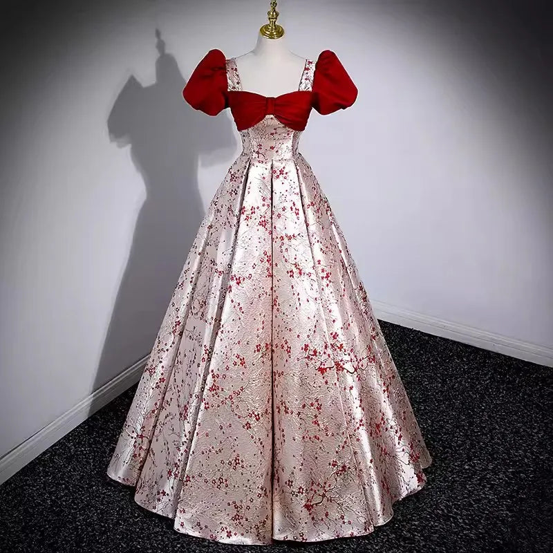 Real Picture Stock Women Formal Evening Dresses Short Sleeve A Line Long Wedding Party Dress Prom Occasion Gown Vestido de Noiva