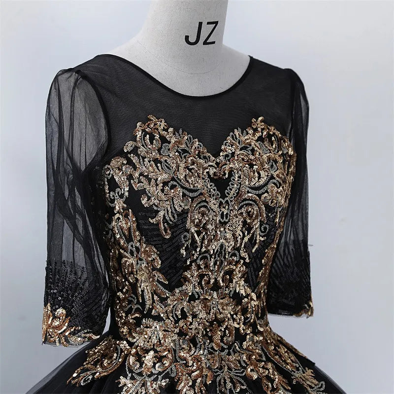 Sleeveless Sweep Train Lace Appliqued Gown Black Plus Size