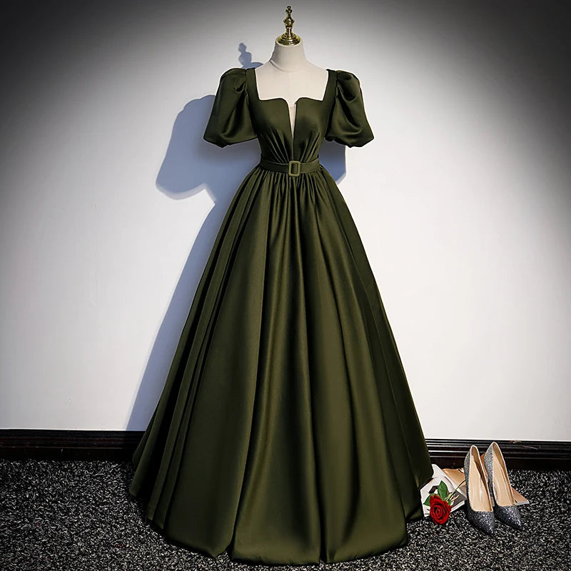 vintage inspired evening dress Retro Vintage Style Lace Organza Tea Length Wedding Prom Formal Dress DV2066 Size 16 / Green