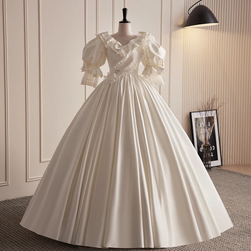 Vintage Ivory Gown With Ruffled Sleeves Design on Luulla