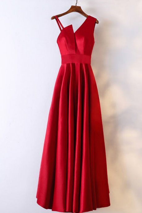 Large Red Sloping Shoulder Irregular Neckline A Swing Floor Dance Dress Supports Color And Size Customization