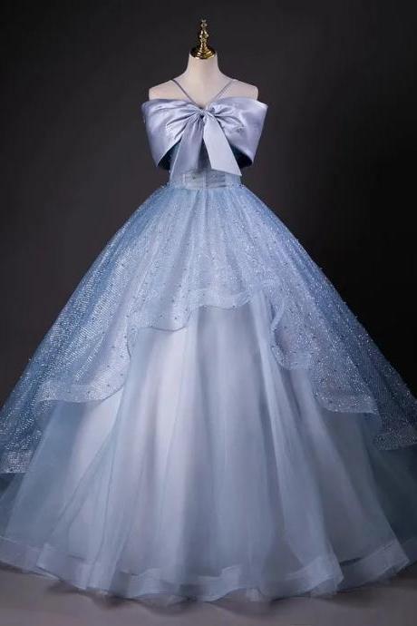 Elegant Off-shoulder Cinderella Gown With Glitter Overlay
