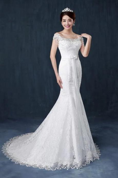 Elegant Lace Mermaid Bridal Gown With Train