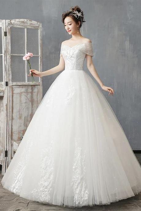 Elegant Off-shoulder Lace Bridal Ball Gown Wedding