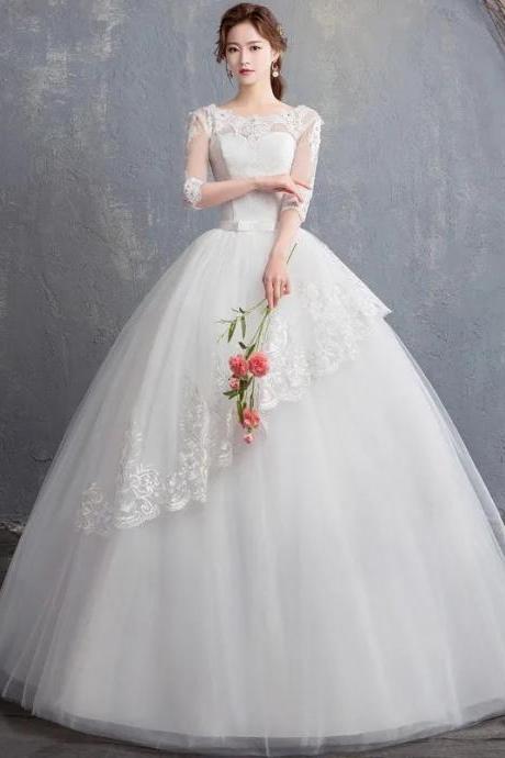 Elegant Off-shoulder Lace Bridal Gown With Sleeves