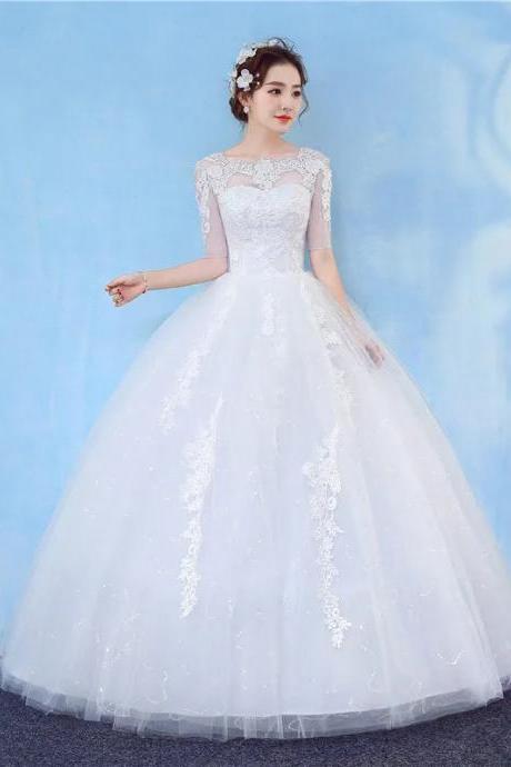 Elegant Long Sleeve Lace Embroidered Bridal Gown