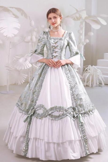 Elegant Vintage Lace Trimmed Satin Ball Gown Dress