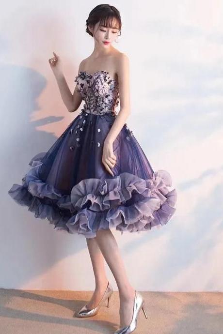 black graduation dresses 2019 Fashion V Neck Appliques Flowers Prom Dresses Formal Graduation Dress –  Laurafashionshop main image 1