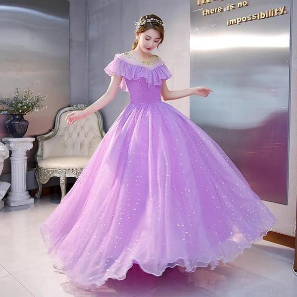Elegant Off-shoulder Purple Tulle Prom Ballgown With Sequins on Luulla