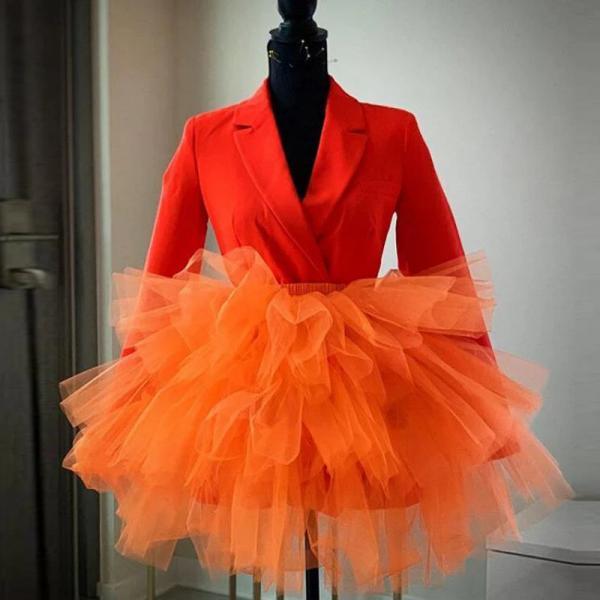 Orange Tulle Skirt Red Blazer Dress Combo on Luulla