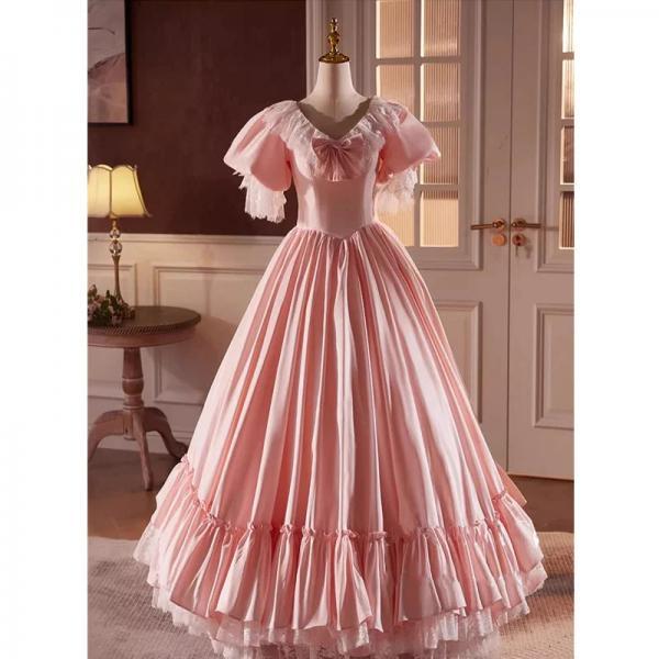 pink victorian dress Marie Antoinette Ball D3015 A timeless Rococo ball gown with intricate floral lace and ruffles (in stock)Women's Victorian Gown Pink