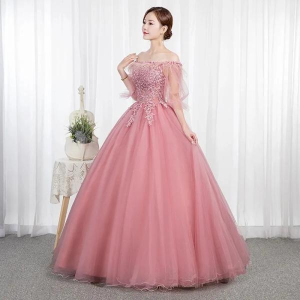 Elegant Red Evening Gown With Puff Sleeves on Luulla