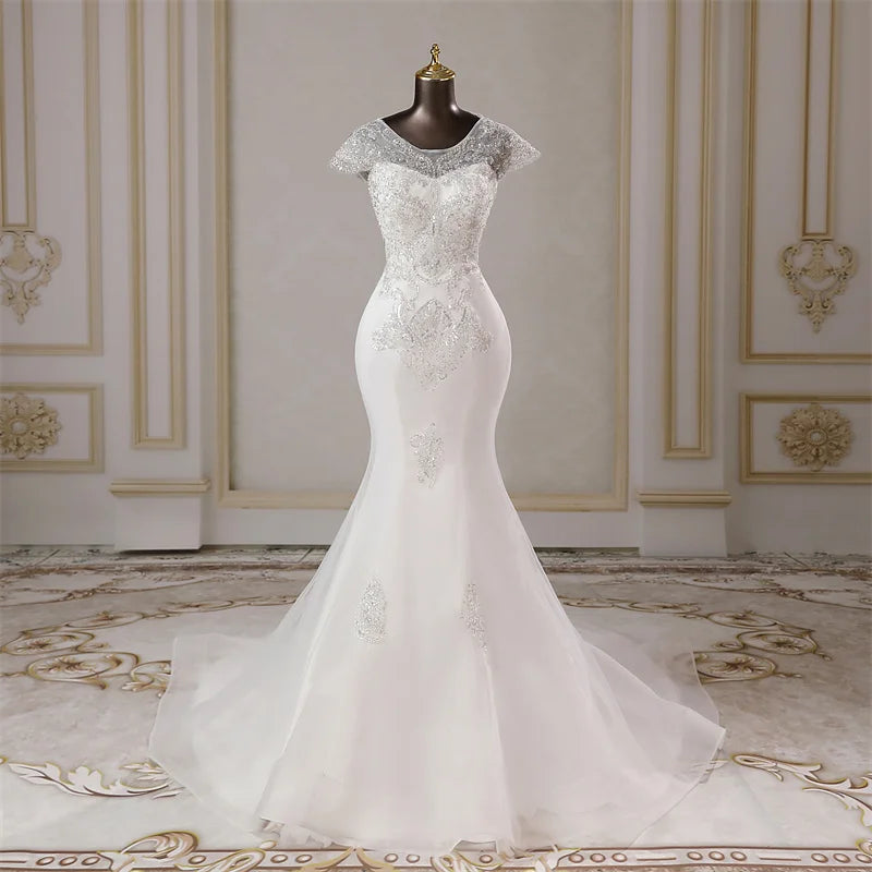 Elegant Mermaid Asymmetrical Satin Cap Sleeves Mother of the Brides Dresses Slit