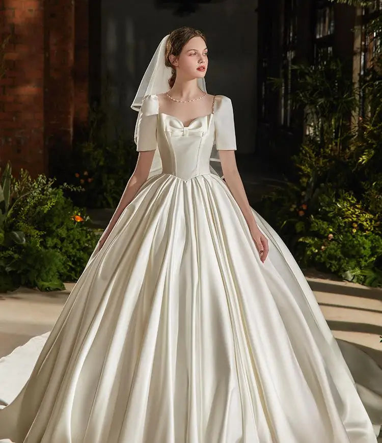 Elegant A Line Wedding Dress Long Square Neck Bridal Gown Designer main image 1