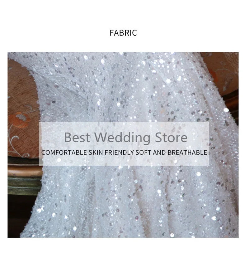 Womens Elegant Sequined Evening Gown With Sheer Sleeves on Luulla