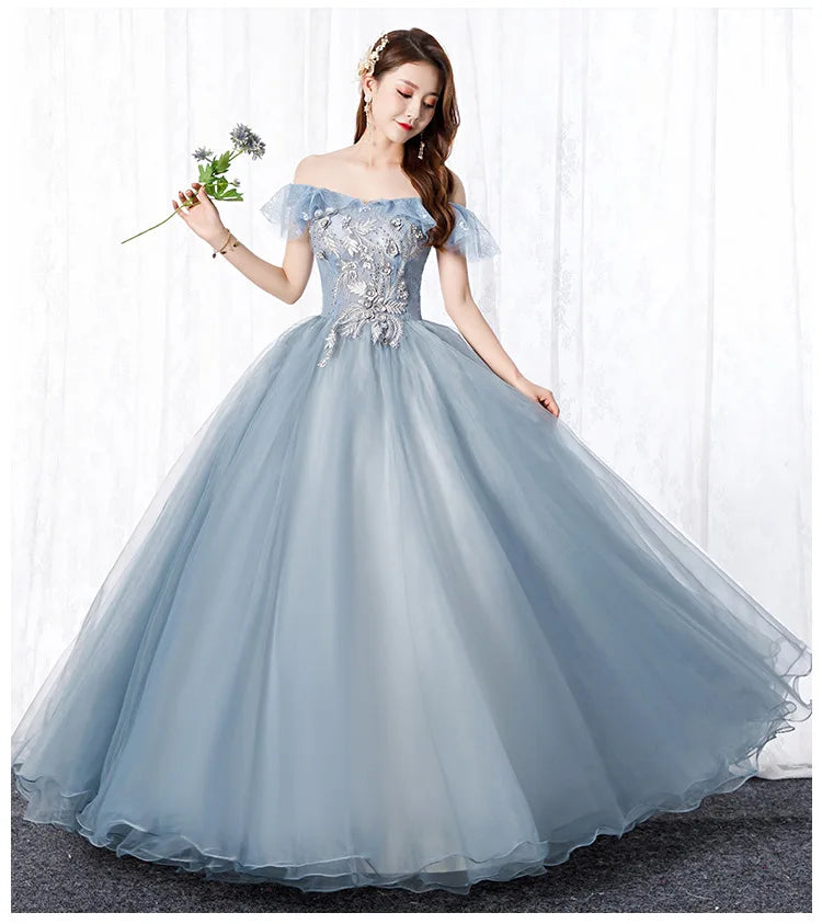 Elegant Off-shoulder Tulle Evening Gown With Beaded Bodice on Luulla
