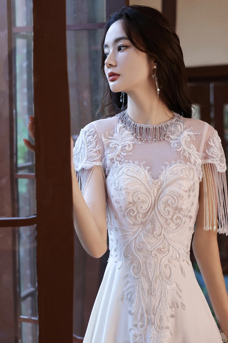Sheer Embellished Cutout Evening Gown main image 1