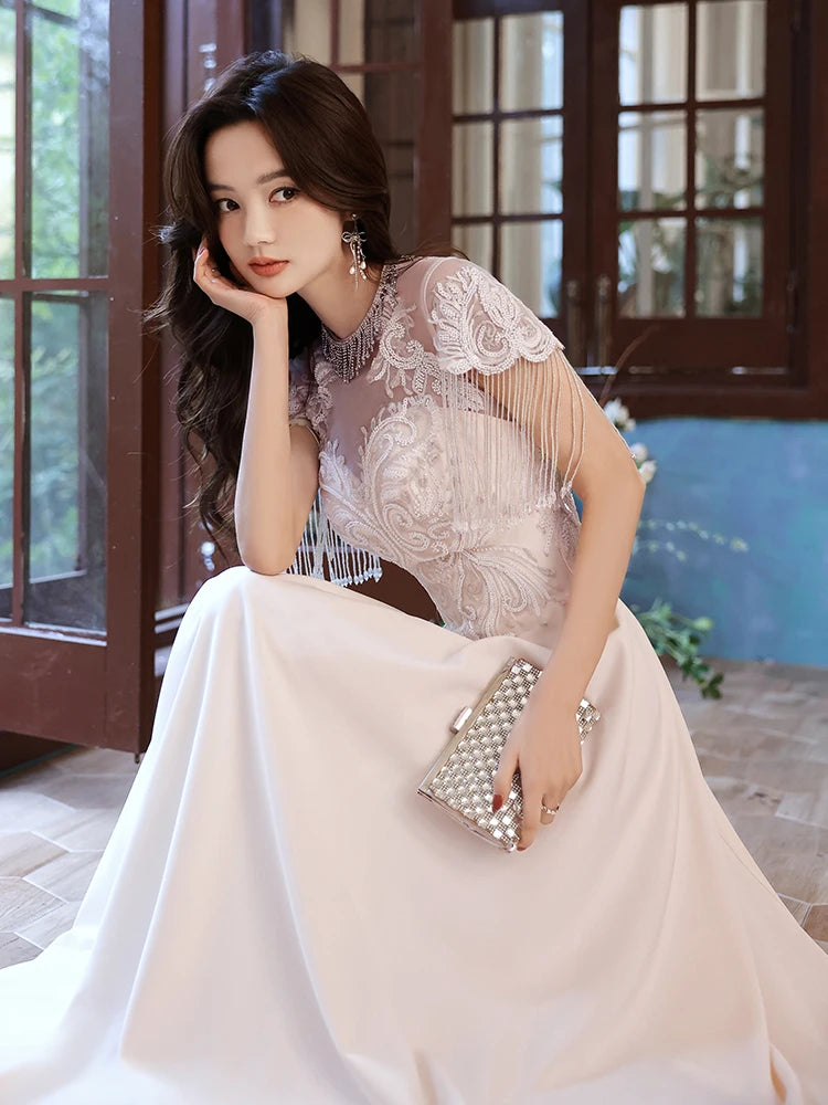 Embroidered Evening Gown