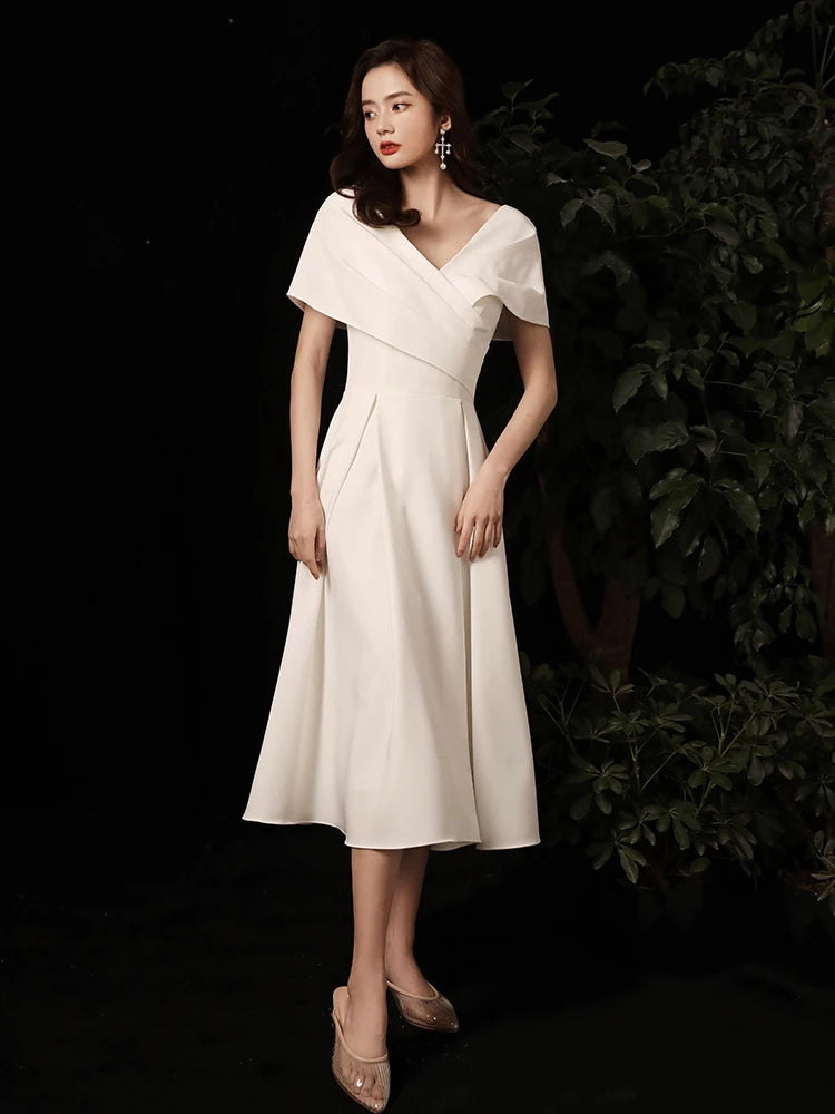 3416 Sleeveless V-Neck Draped Cocktail Dress