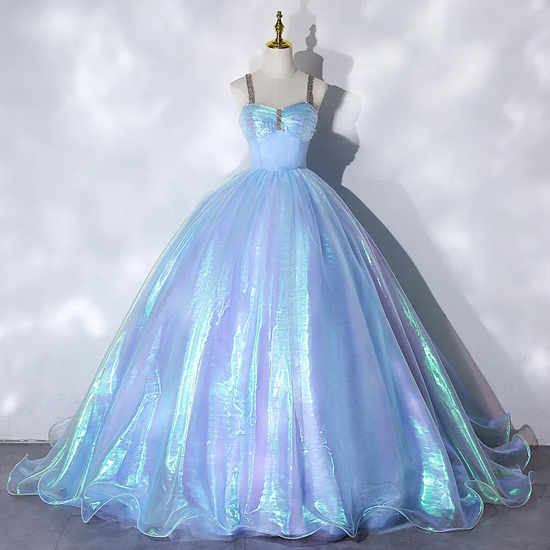 Elegant Shimmering Blue Ball Gown With Sequin Accents on Luulla