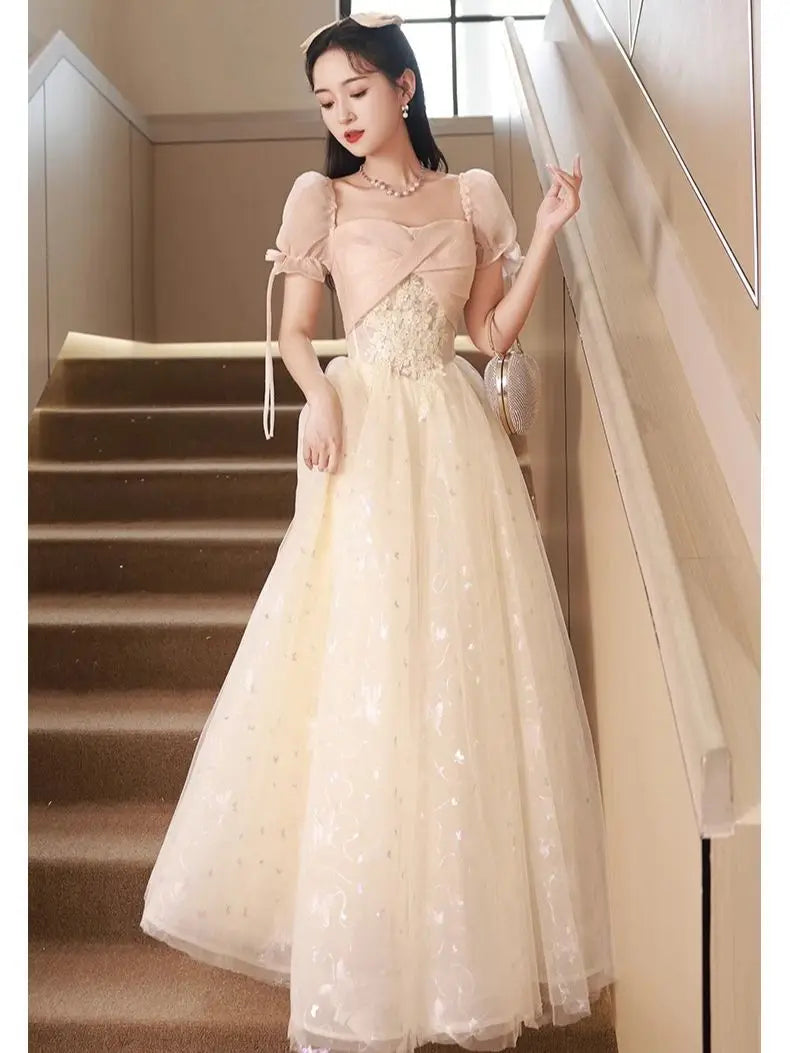 EMBELLISHED BODICE TULLE GOWN main image 1