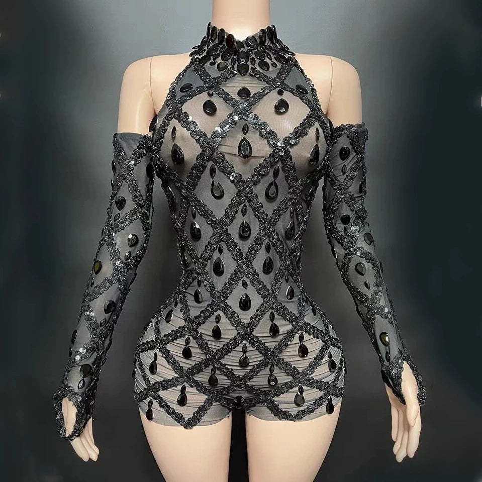 Sequin Surplice Long Sleeve Bodysuit main image 1