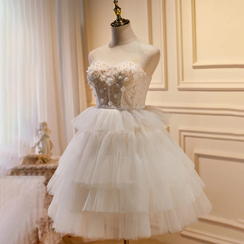 Strapless Lace Embroidered Mini Dress main image 1