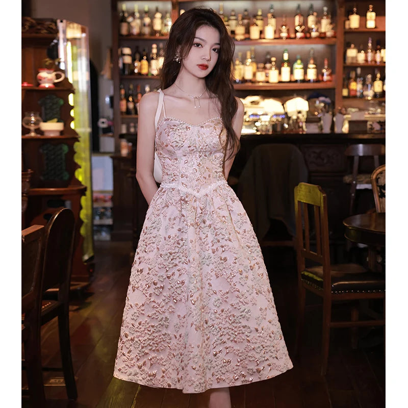 Women's Floral Linen Midi Dress - Elegant Fit main image 1