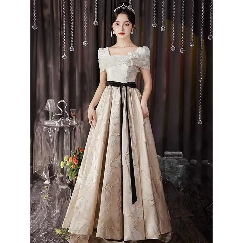 Elegant Off-the-shoulder Lace Floor-length Gown Mist main image 1