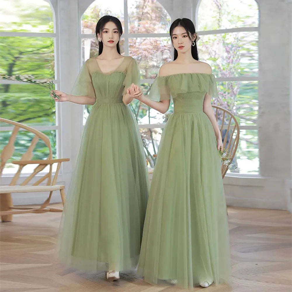 Elegant Sage Green Bridesmaid Dresses With Sleeves on Luulla