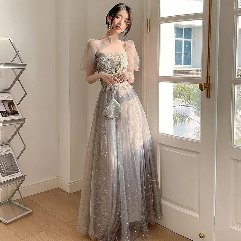 Embellished Tulle Modest Evening Gown main image 0