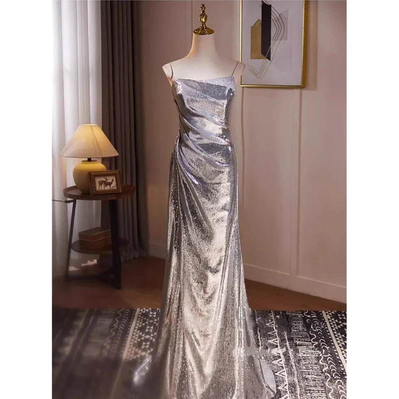 Silver Dress Premium Sequ Cocktail Christmas Party Formal Dress Elegant main image 0