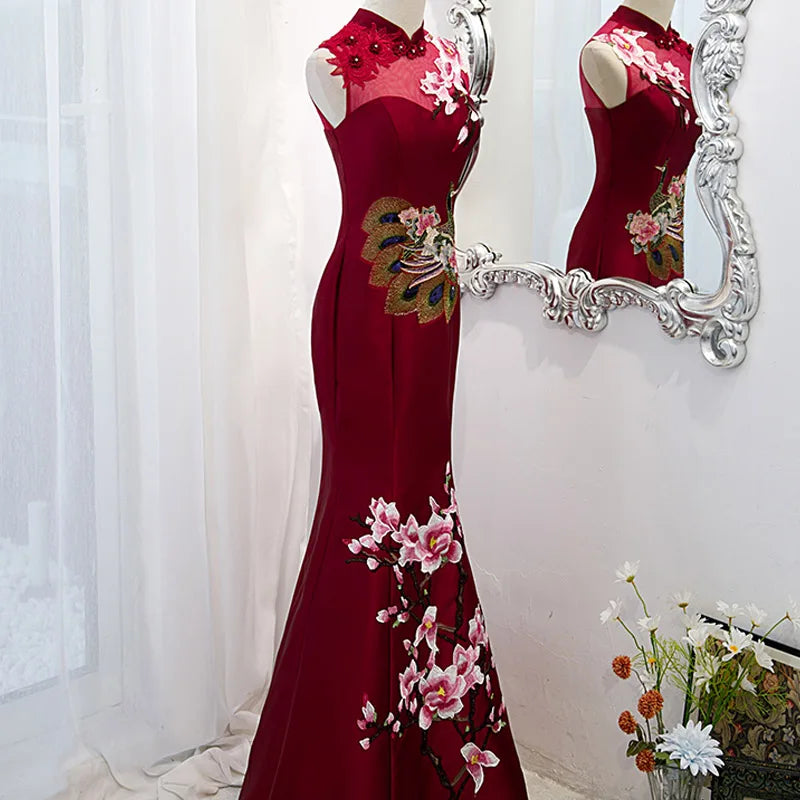 Red Embroidered Kaftan Gown with Intricate Handwork Detailing