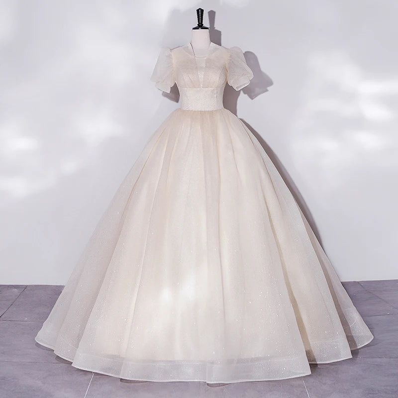 Elegant Sparkling Tulle Wedding Gown With Sleeves on Luulla